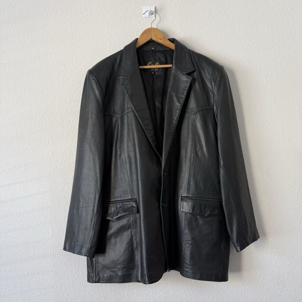 Scully Leather Jacket Blazer Men’s 48 Sport Coat Western Rockabilly Disco Black
